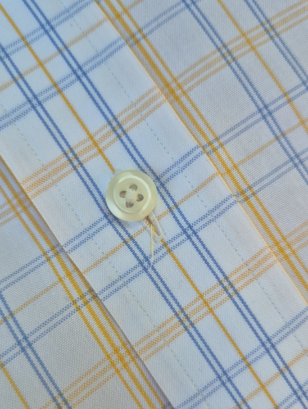 Paul Fredrick Men's Yellow Plaid Button-Down Luxury Shirt/Contrasting Accents - Picture 13 of 17